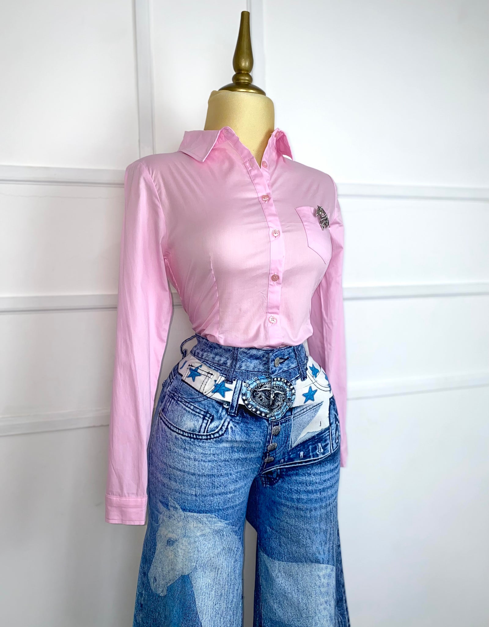 Camisa rosa lisa