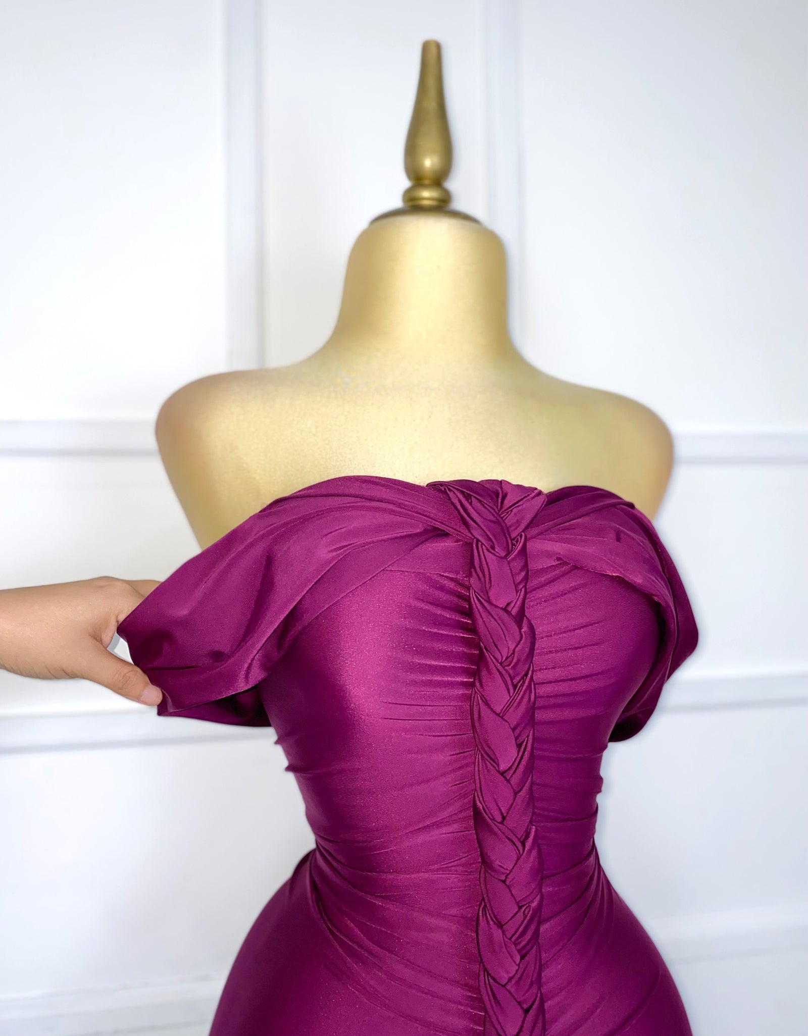 Vestido morado lycra con trenza