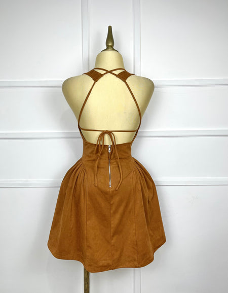 Vestido camel gamuza