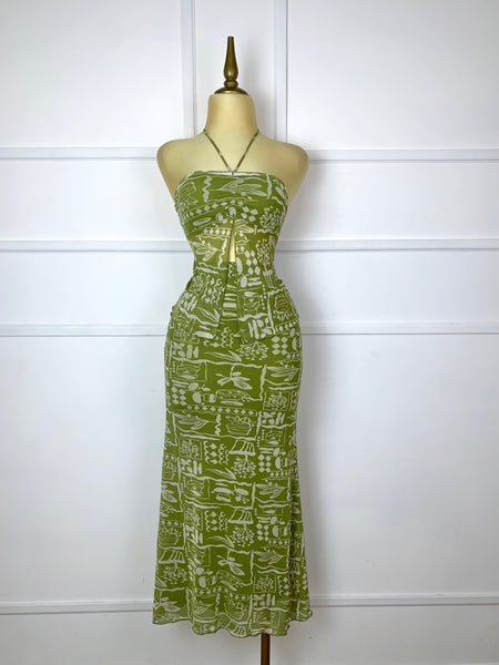 Set verde mesh con estampado