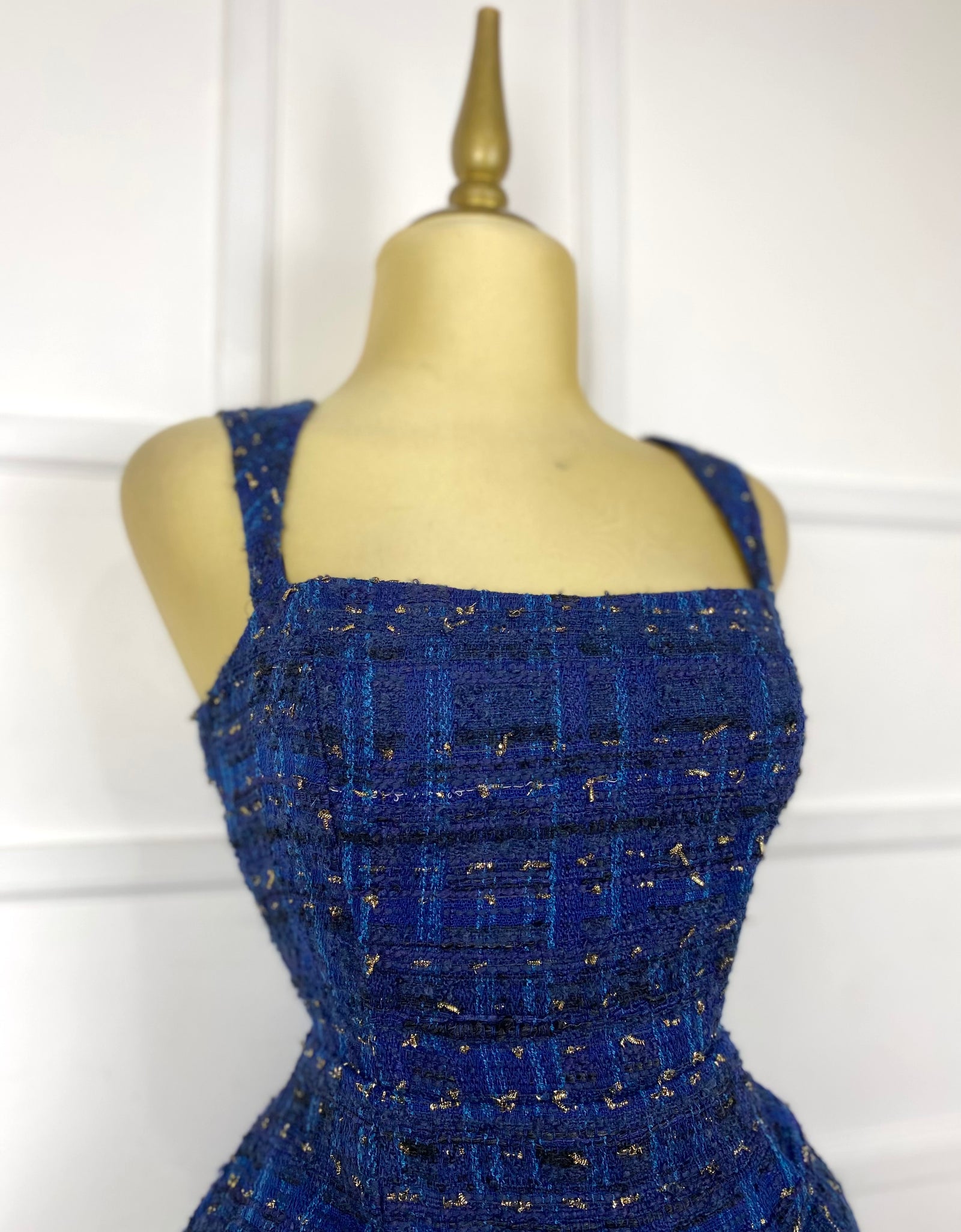 Jumper tweed azul con dorado