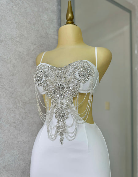 Vestido blanco con pedrería