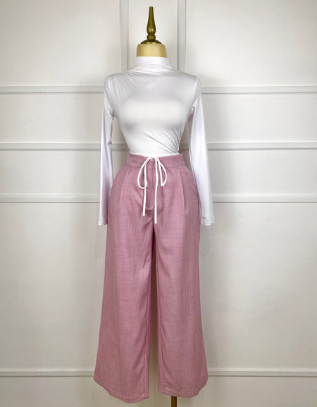 Pantalón rosa con listón