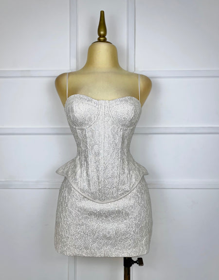 Set blanco con brocado y glitter