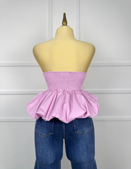 Blusa rosa tipo globo