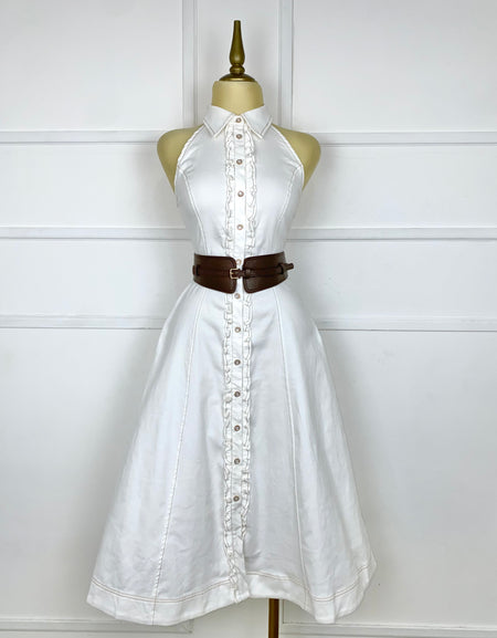 Vestido blanco halter con cinto