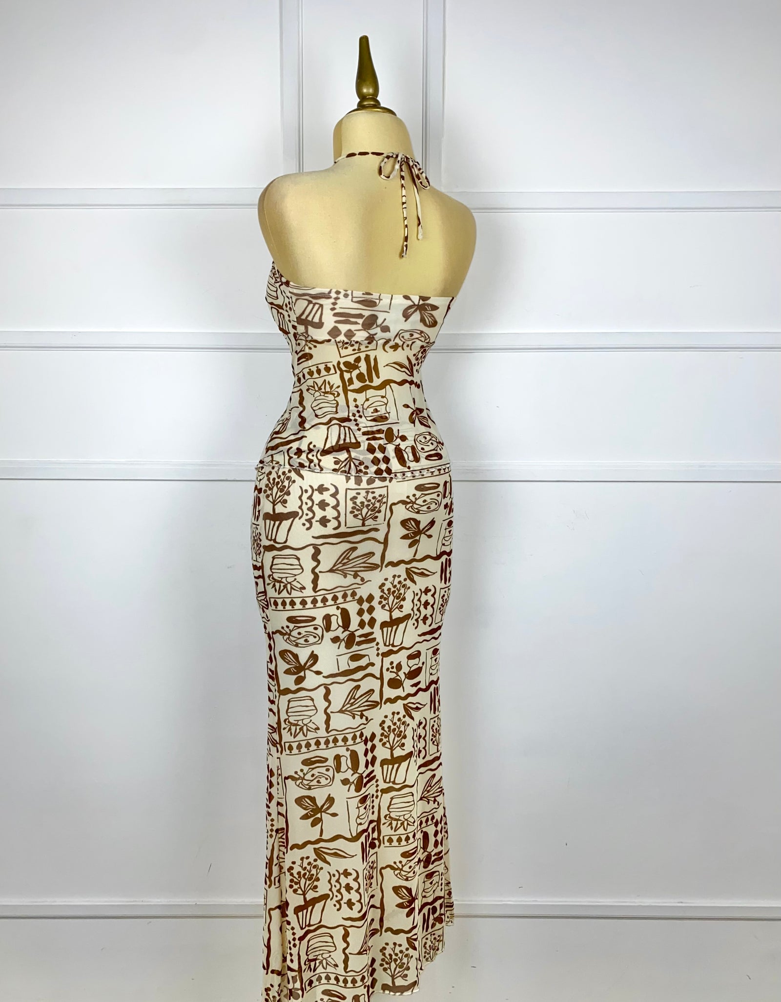 Set beige mesh estampado café