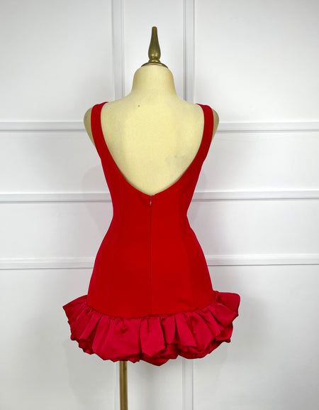 Vestido rojo con olanes