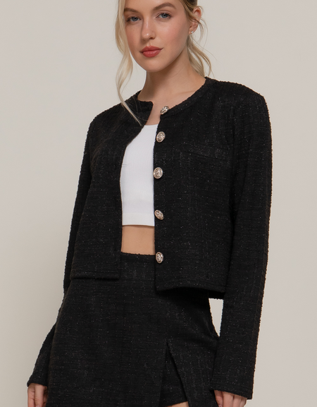 Blazer negro tweed ligero