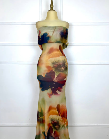 Vestido mesh estampado de flores