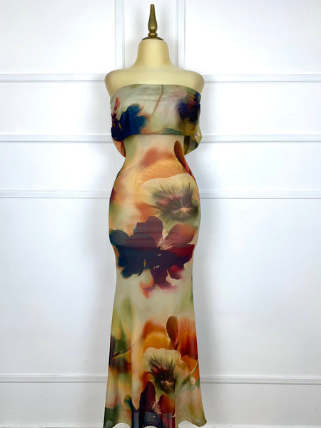 Vestido mesh estampado de flores