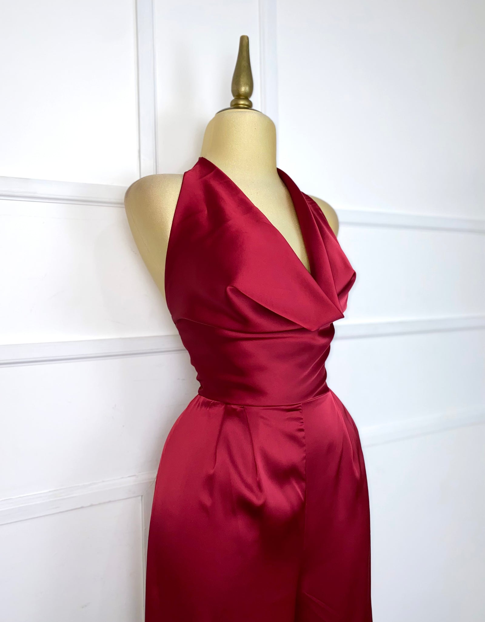 Palazzo tinto satín halter