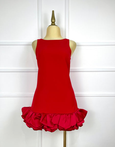 Vestido rojo con olanes