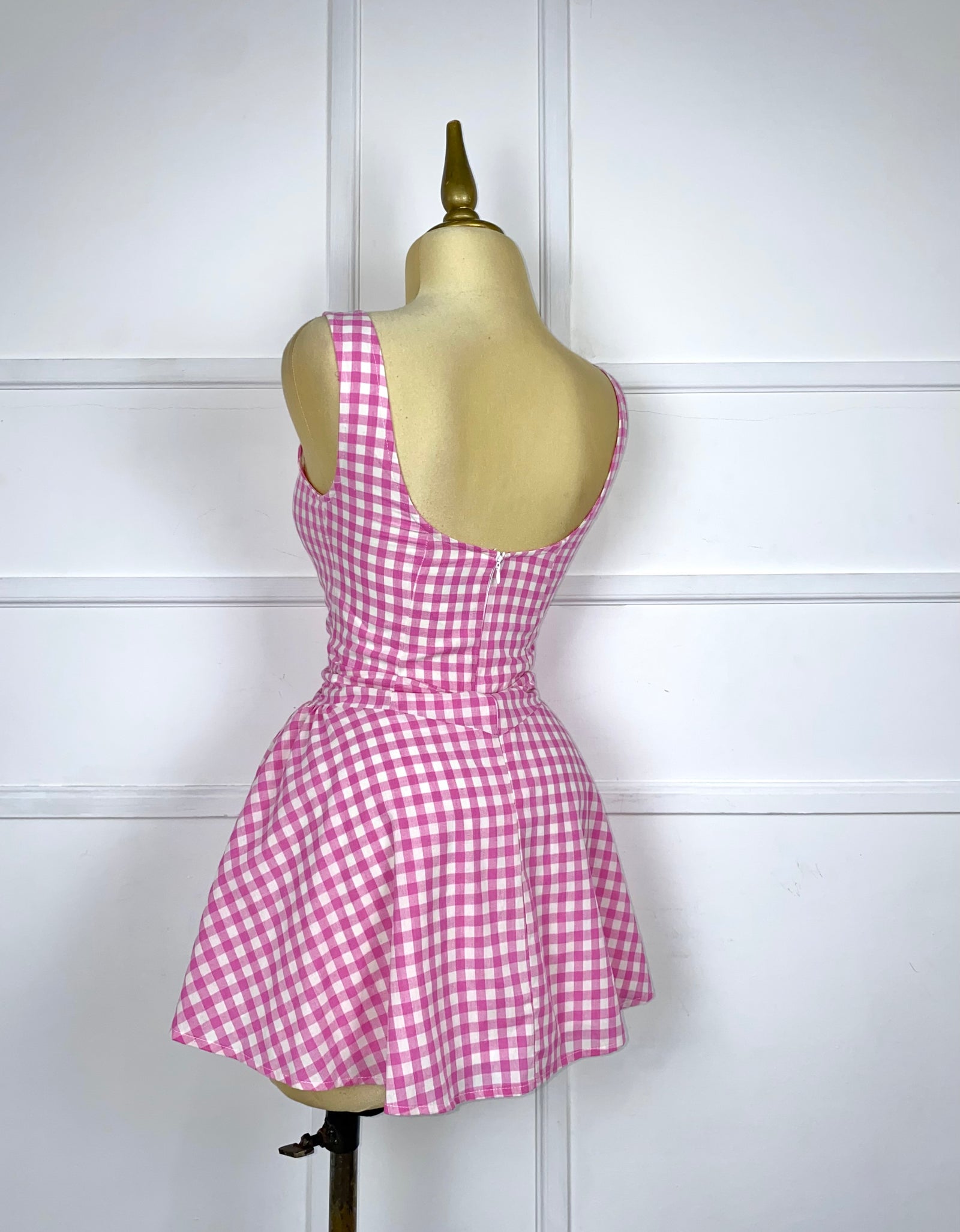 Vestido rosa cuadros