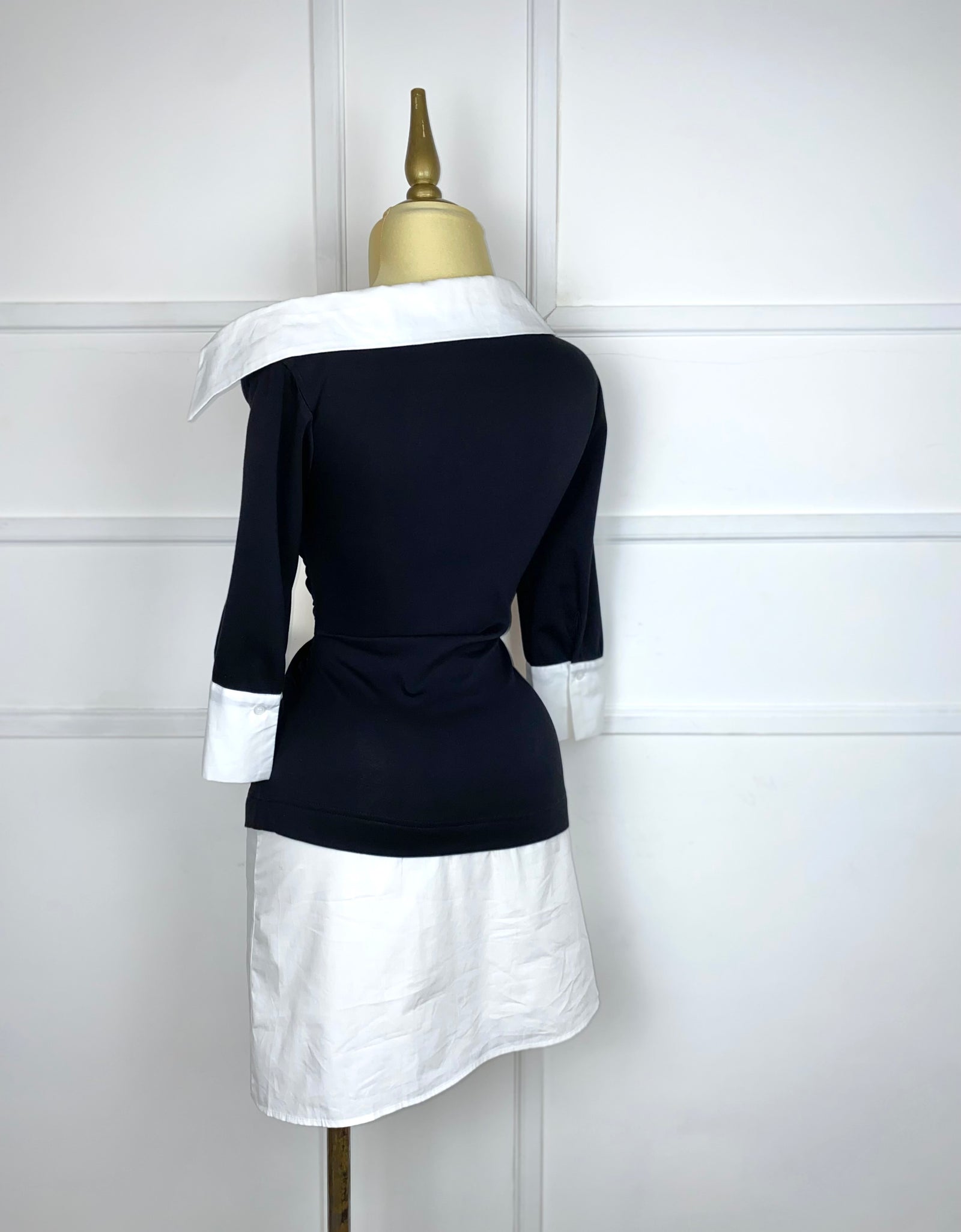 Vestido asimétrico blanco con negro
