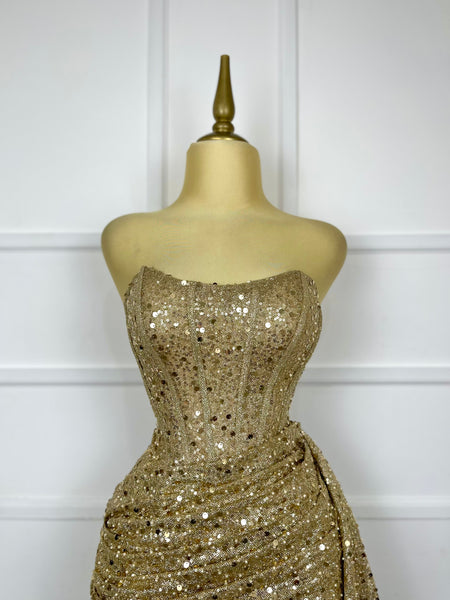 Vestido dorado corto glitter