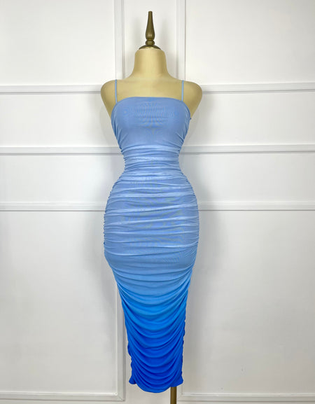 Vestido midi tonalidades azules