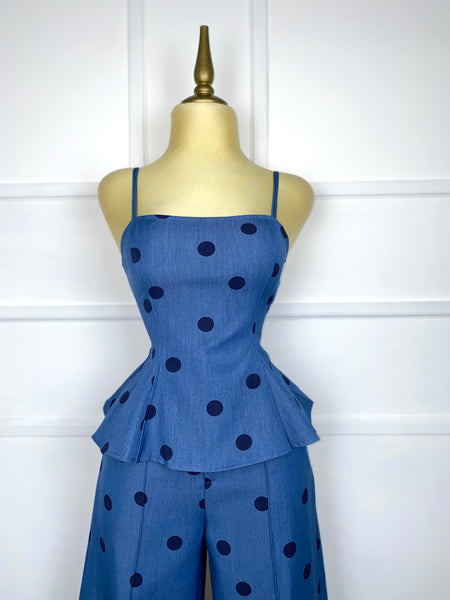 Set azul con lunares