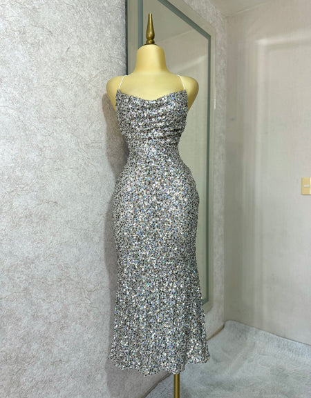 Vestido lentejuelas platas y doradas