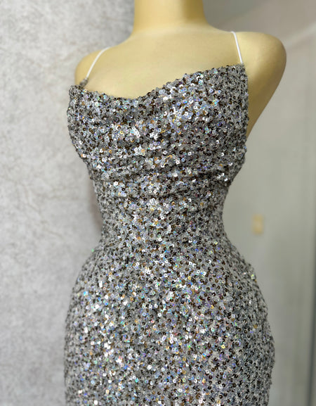 Vestido lentejuelas platas y doradas