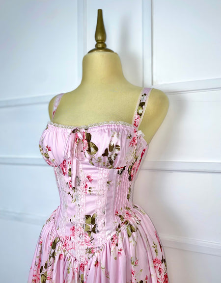Vestido midi rosa estampado floral