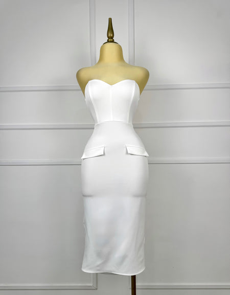 Vestido blanco midi strapless