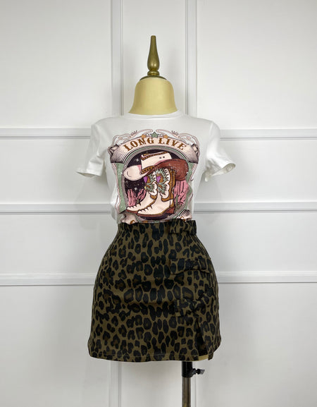 Short falda de mezclilla animal print