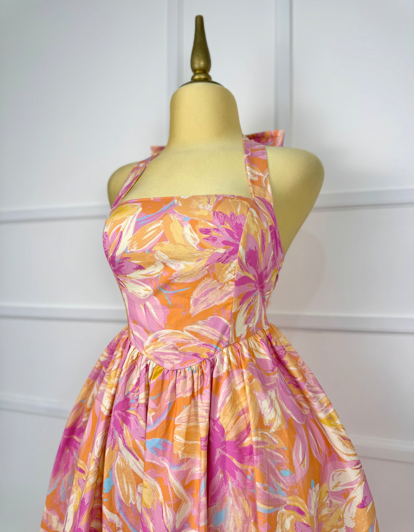 Vestido midi coral estampado