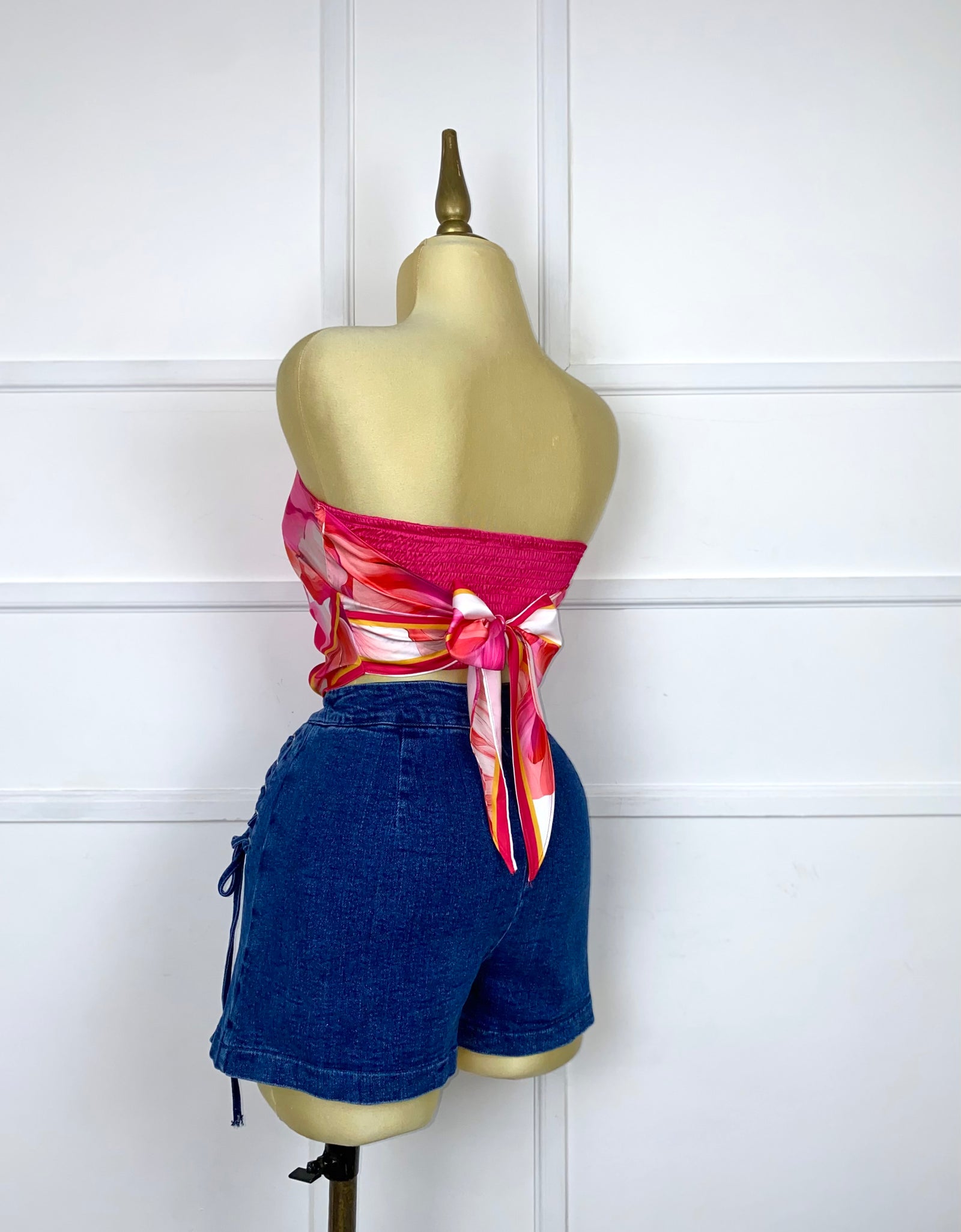 Blusa strapless estampada