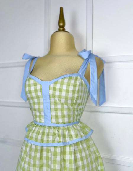 Vestido midi cuadros verdes