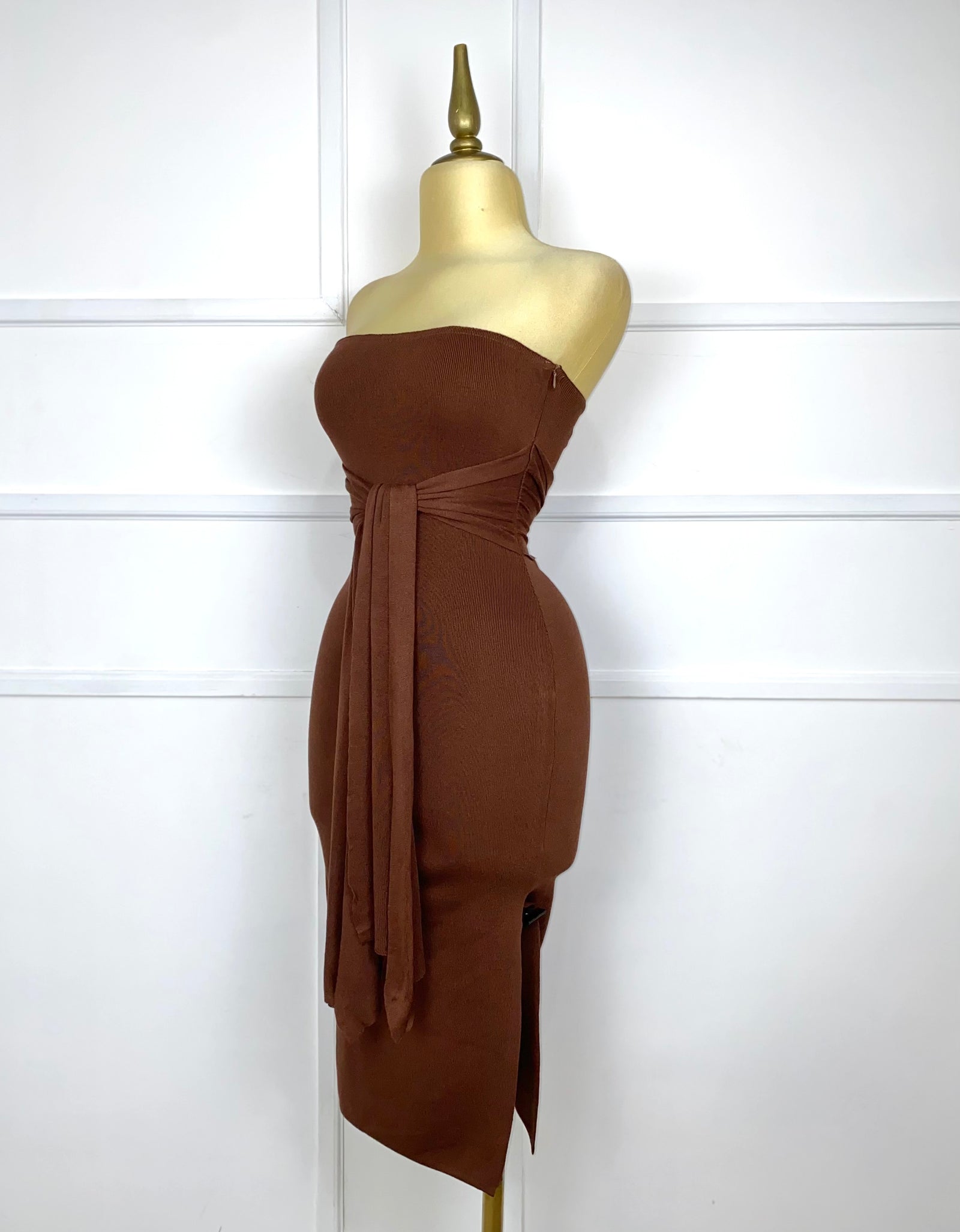 Vestido strapless de punto