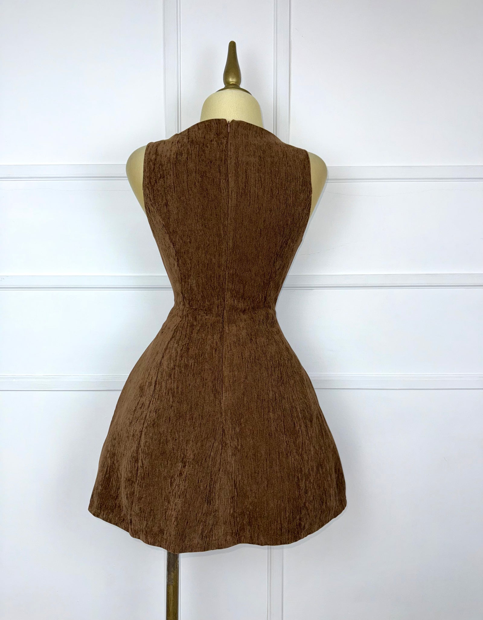 Vestido corto café pana