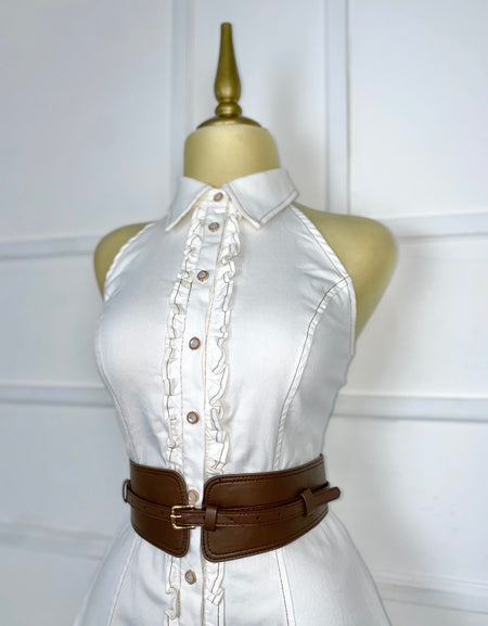 Vestido blanco halter con cinto