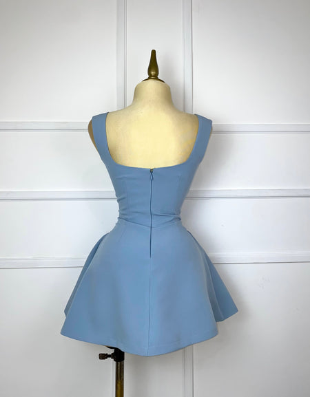 Vestido azul liso corte A