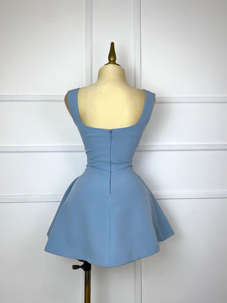 Vestido azul liso corte A