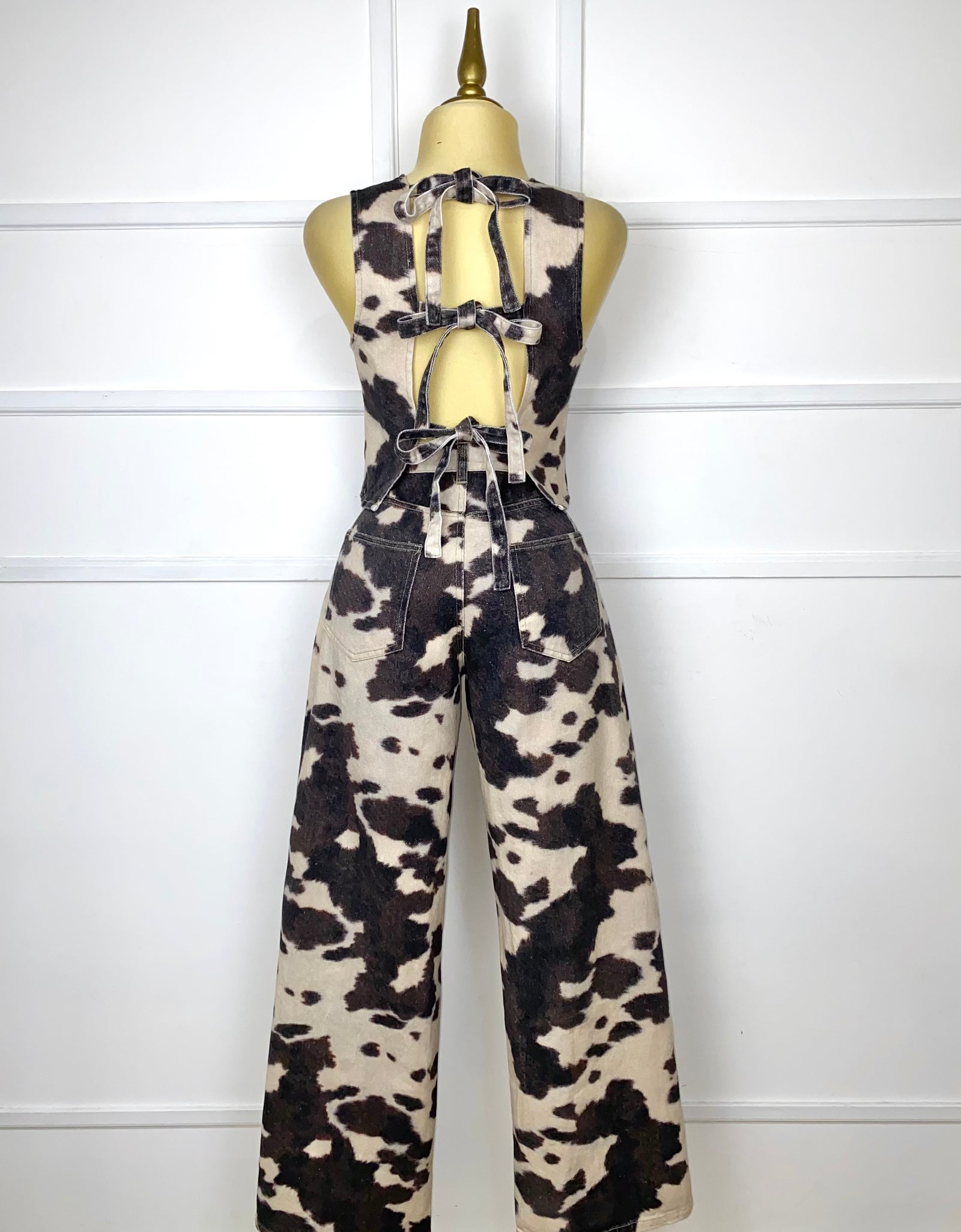 Set estampado vaca con moños (blusa y pantalón)