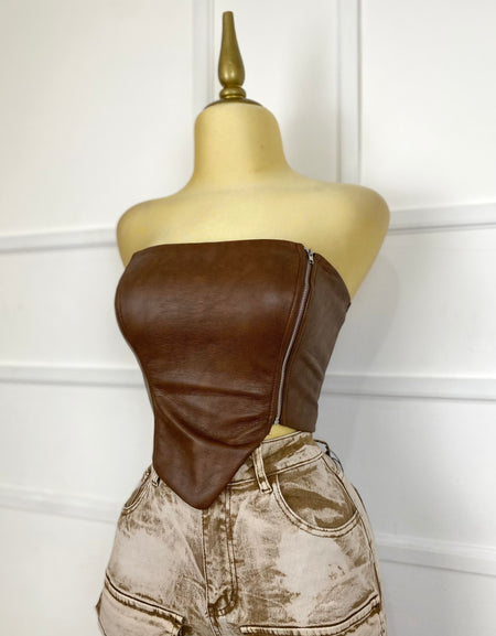 Top café vinipiel con cierre