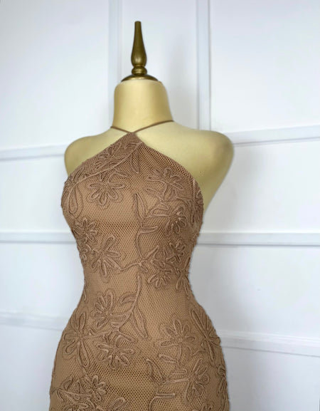 Vestido midi café tejido