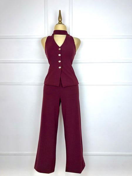 Set tinto stretch botones dorados