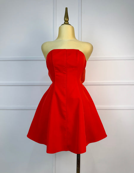 Vestido rojo strapless