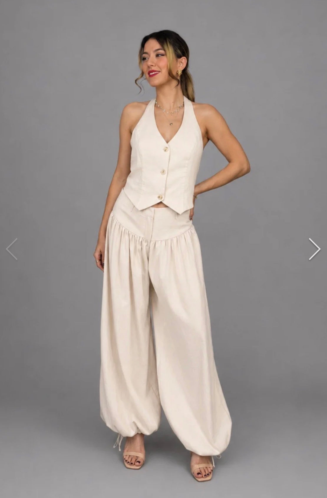 Set halter beige tipo lino