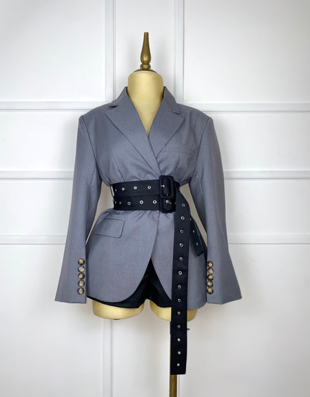 Blazer gris doble cinto