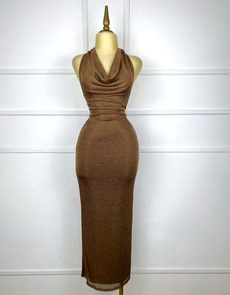 Vestido cobrizo halter