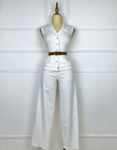 Set blanco stretch con cinto