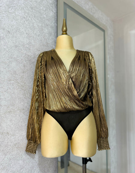 Bodysuit dorado metálico
