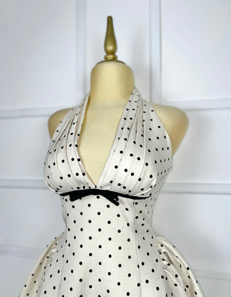 Vestido halter polka dots tipo lino