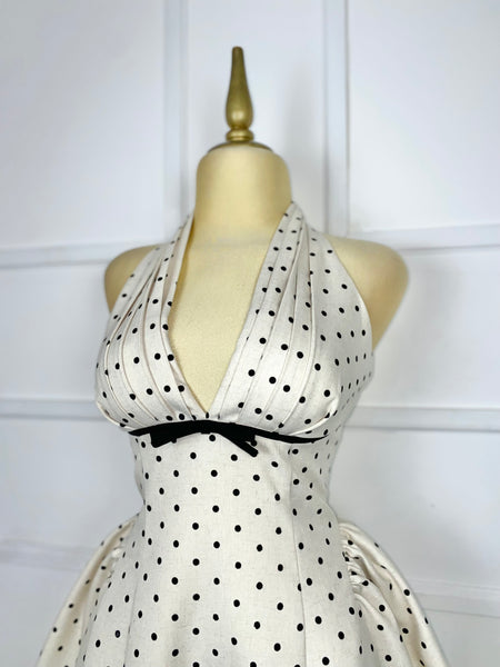 Vestido halter polka dots tipo lino