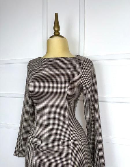 Vestido a cuadros café