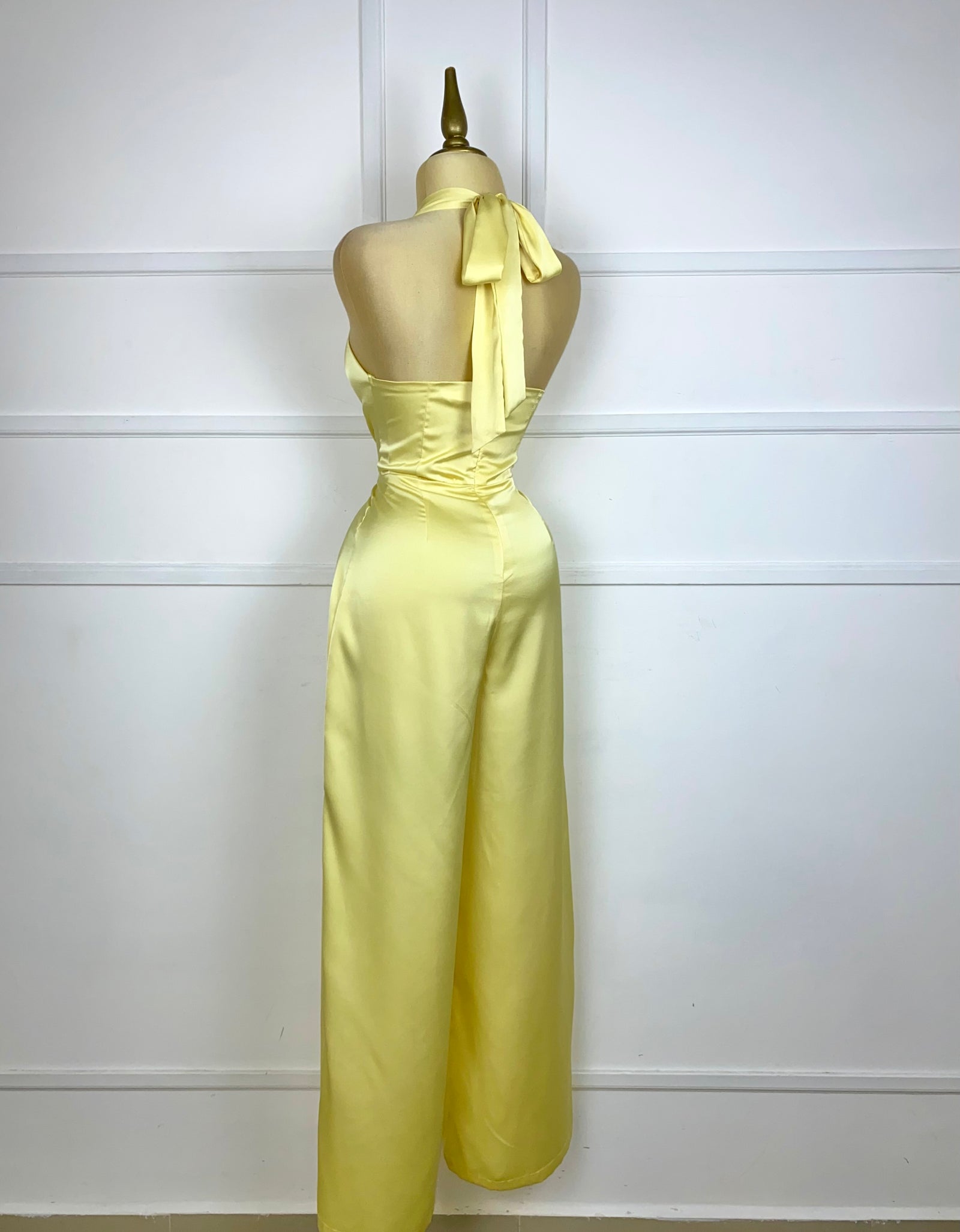 Palazzo amarillo halter satinado