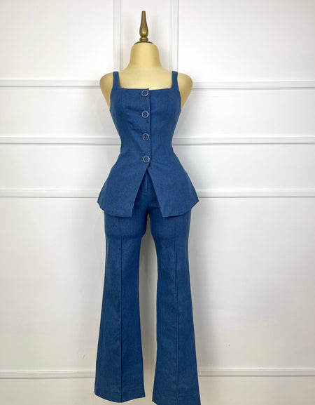 Set azul con botones